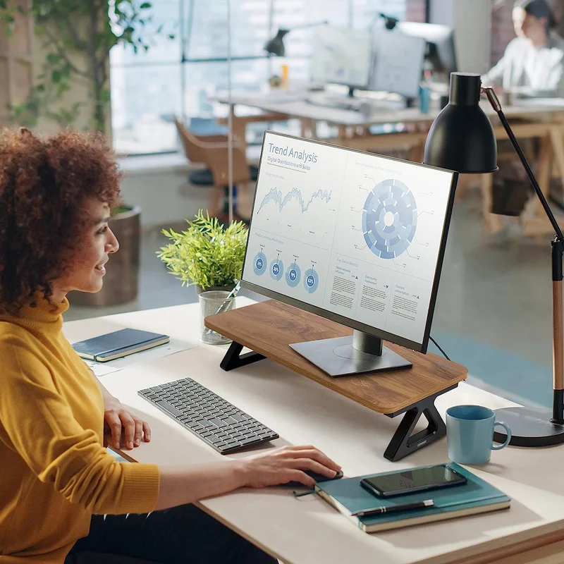 Duronic DM06-1 AW Monitorständer | 62 x 30 cm Fläche | Bis 10kg | 15cm Höhe | Ergonomischer Bildschirmständer Schreibtisch | Schreibtischaufsatz Monitor und Laptop | Bildschirmerhöhung LCD LED OLED TV